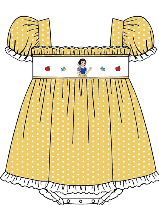 Hand smocked skirted bubble