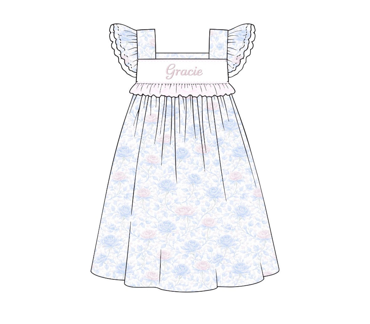 Custom Name Hand smock dress