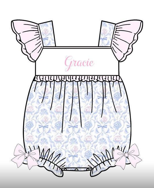 Custom Name hand smocked bubble