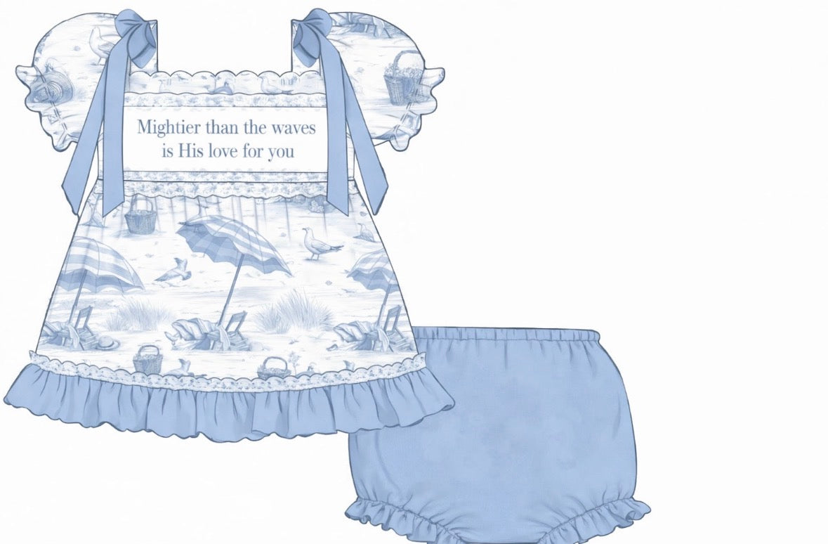 Mightier than the waves hand smocked